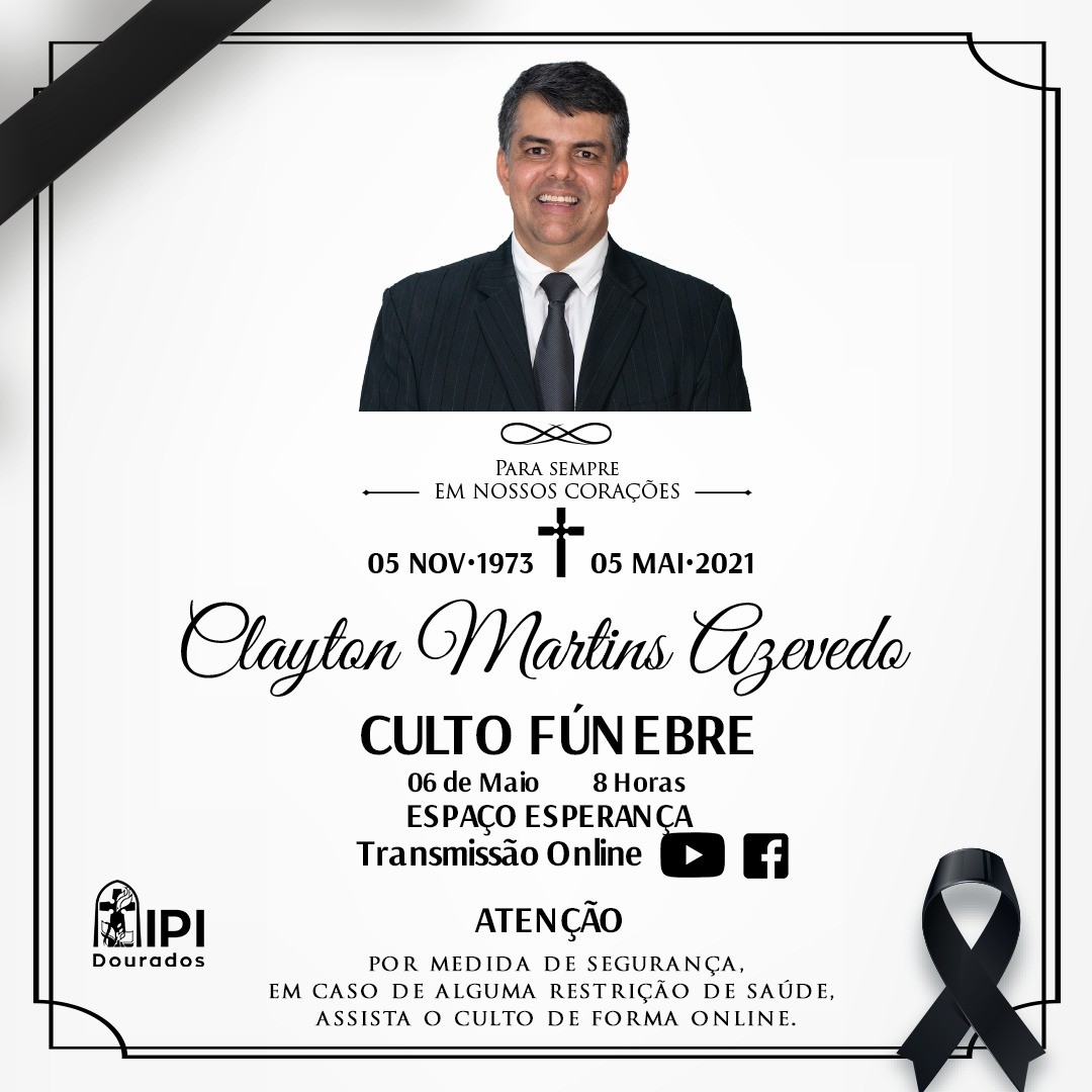 Nota de Falecimento: Rev. Clayton Martins Azevedo
